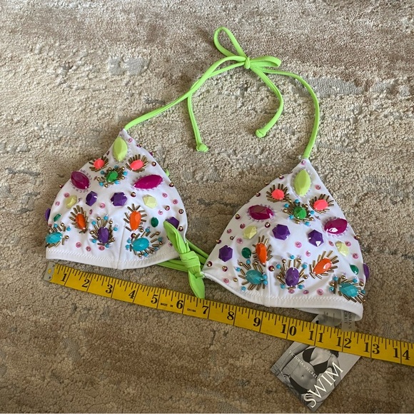 Victoria's Secret NWT Bikini Top Triangle Revealing Embellished Tie Back: Large - Picture 4 of 8